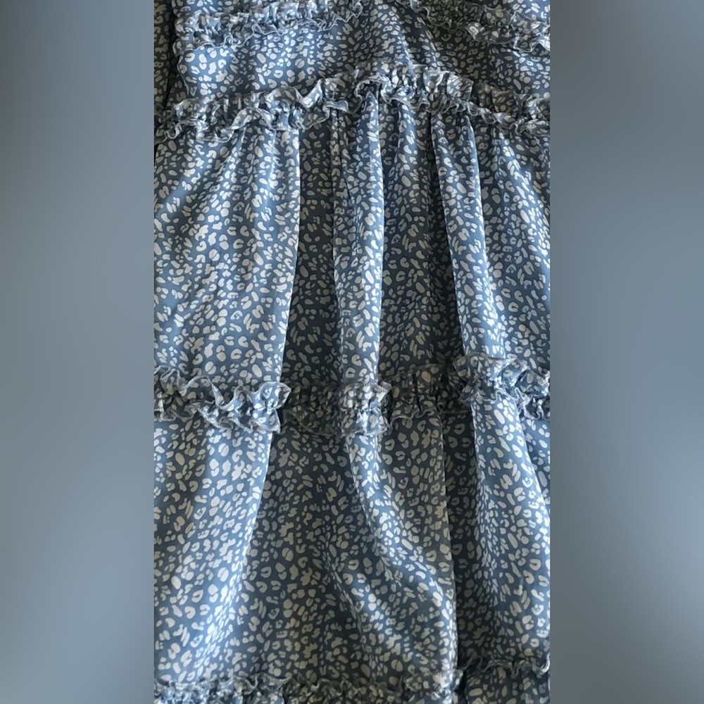 Blue Ruffled Women's Dress - Picture 4 of 4